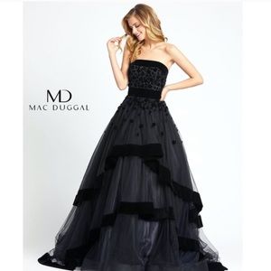 NWT Mac Duggal Velvet Trim Strapless Gown - S(4)